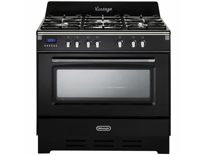 90cm Free Standing Multifunction Electric Oven with 5 Burner Gas Cooktop - DEFV908BK